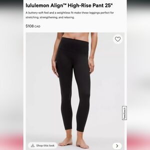 Lululemon Black High-Rise Leggings 0